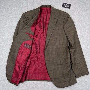 Holland & Sherry Blazer Mens 38R Brown Plaid Savile Row Surgeon Cuffs Sport Coat